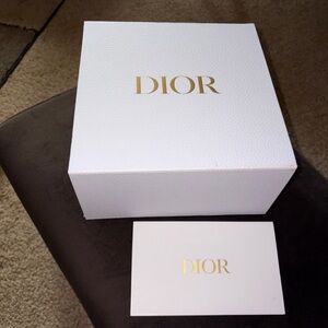 Dior Gift Box White Pebbled Box with Gold DIOR Lettering